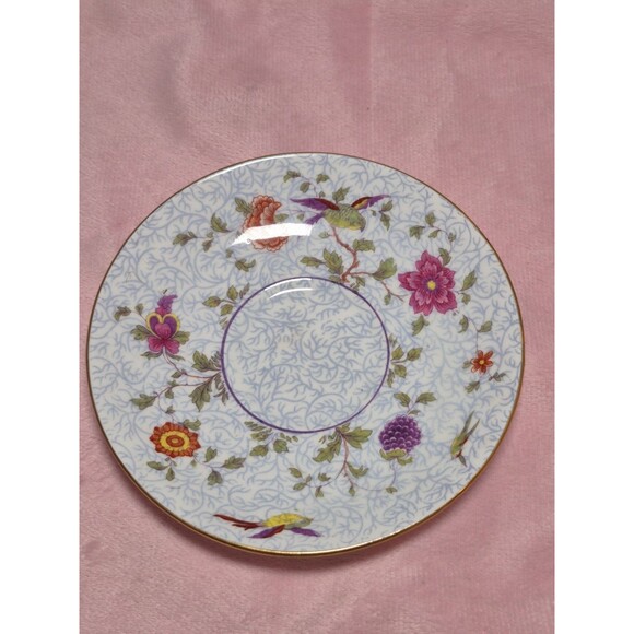 Crown Staffordshire Footed Cup & Saucer F8393 Bird of Paradise Blue /Gold 1940 G - Picture 3 of 8